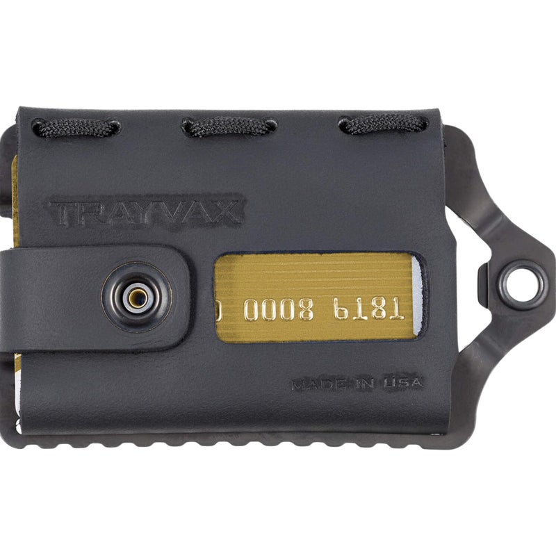 Trayvax Element Wallet, RFID Front Pocket Credit Card Holder with Money Clip, Minimalist Slim Leather Metal Wallet for Men and Women, Black Stealth Black - Image 1
